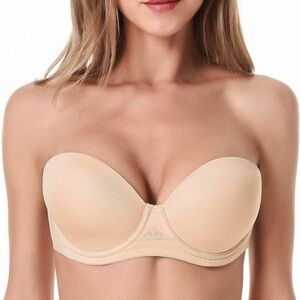 Tan Seamless Bandeau with Underwire Support​